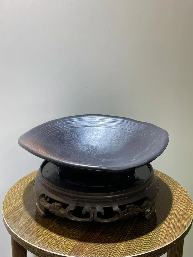 水培盆无孔盆器-花色大口盆 蕨类植物意境造景（不含底托）