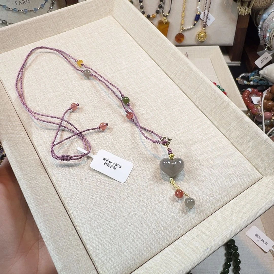 手链水晶未镶嵌烟紫玉p桃爱心项链