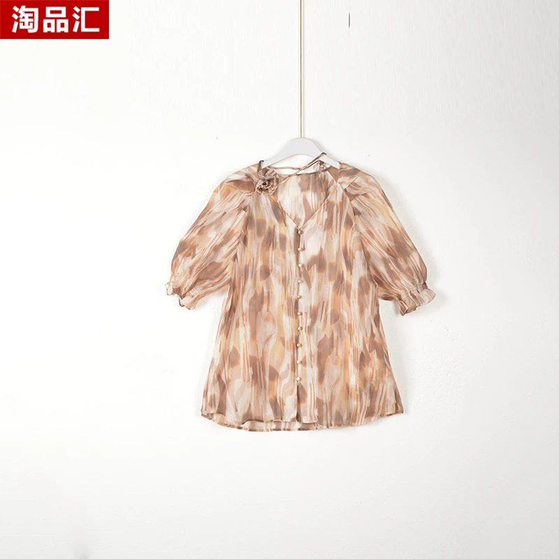 【Y专柜F-3捡漏】深圳女装KBC-V领印花衬衣3343-印花大四码