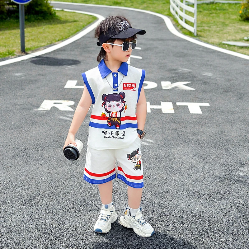 男童夏装无袖背心套装2025年款哪吒儿童休闲时尚服装潮酷痞帅童装