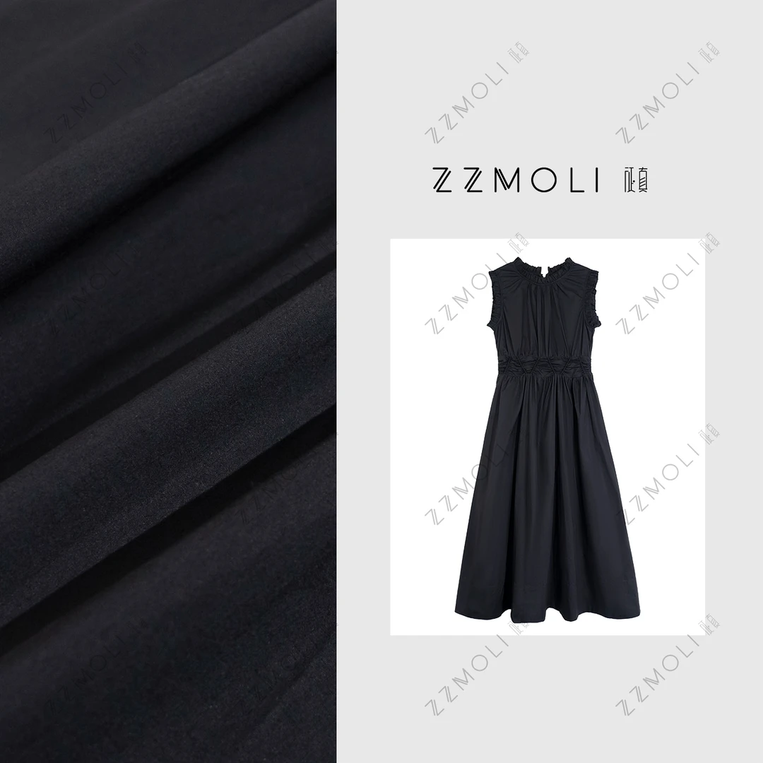 ZZMOLI“玲珑”气质小黑裙木耳边飞飞袖连衣裙女款裙子ZBQ98026F
