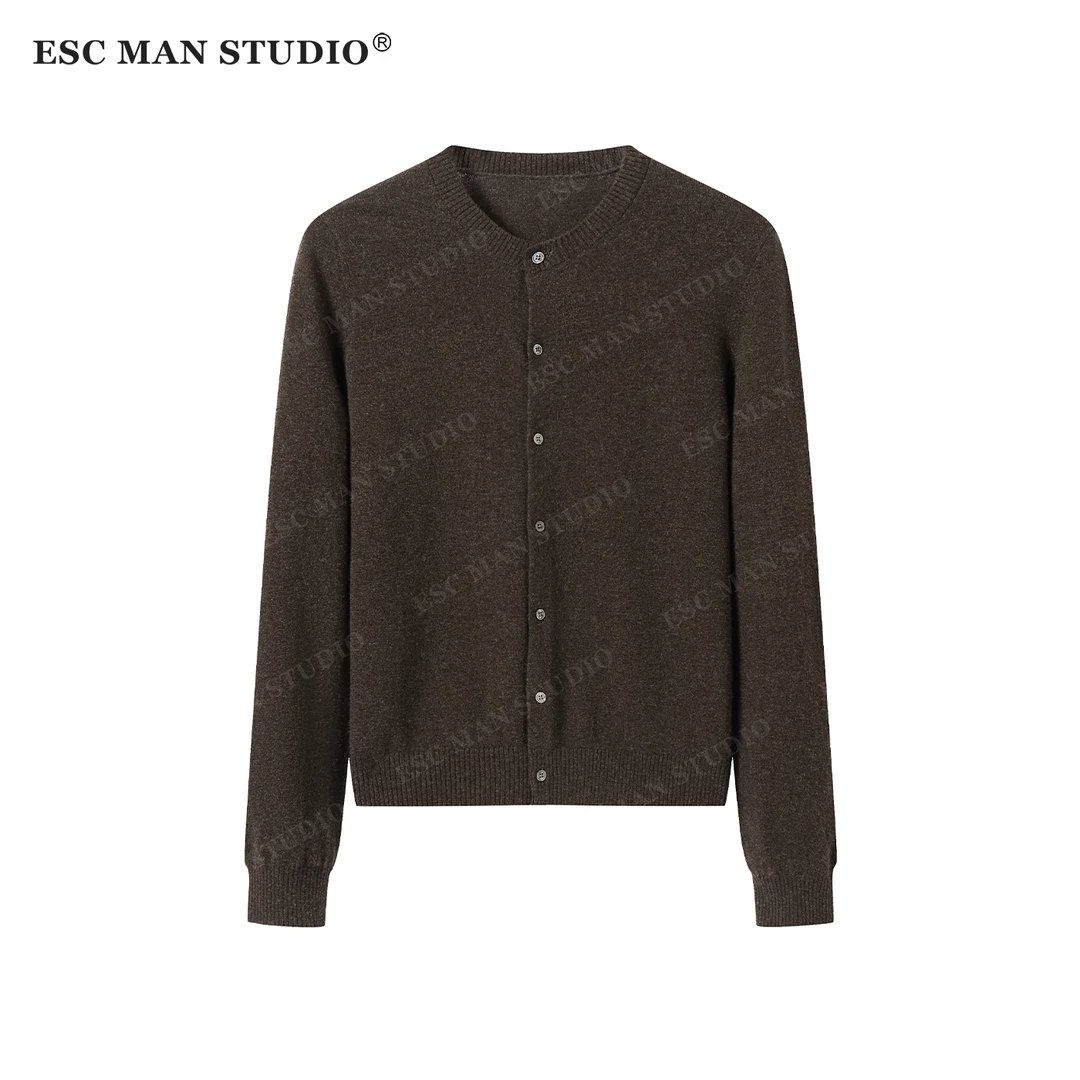 ESC MAN STUDIO/松弛感穿搭100绵羊毛圆领针织衫慵懒风毛衣开衫
