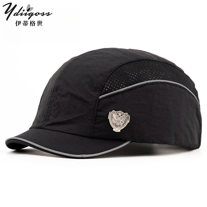 YDIIGOSS速干短檐棒球帽男夏季透气网眼薄款鸭舌帽休闲软顶遮阳帽