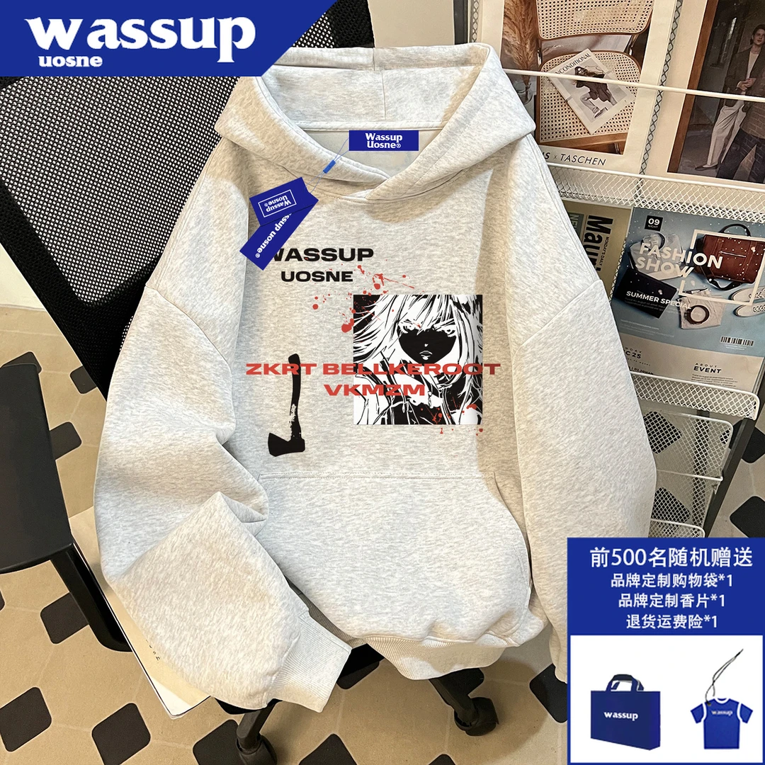 美式复古oversize短宽卫衣男秋季潮牌百搭休闲连帽上衣服2025爆款