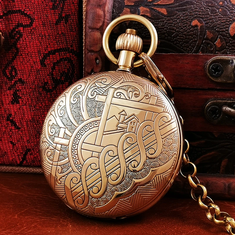 纯铜怀表全自动机械男款复古老式上海黄铜中国风男士怀旧古董挂表