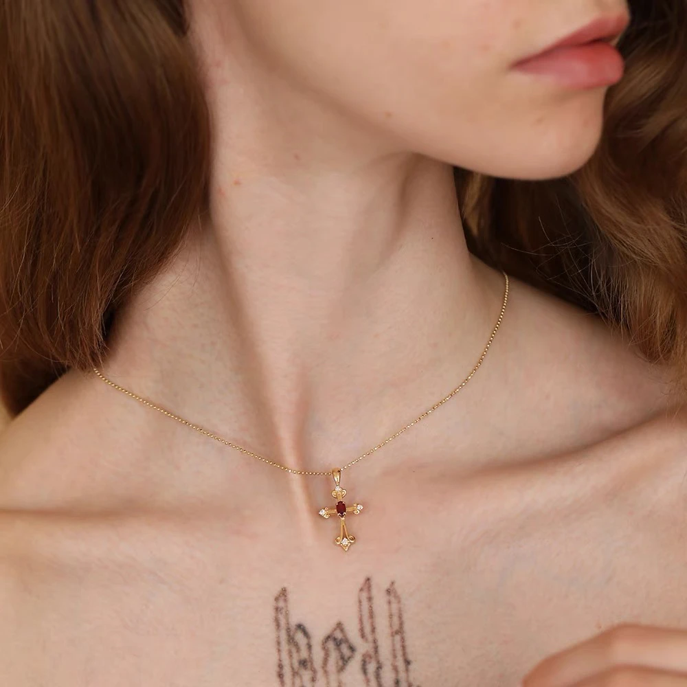 铜合金项链 简约十字架项链A033