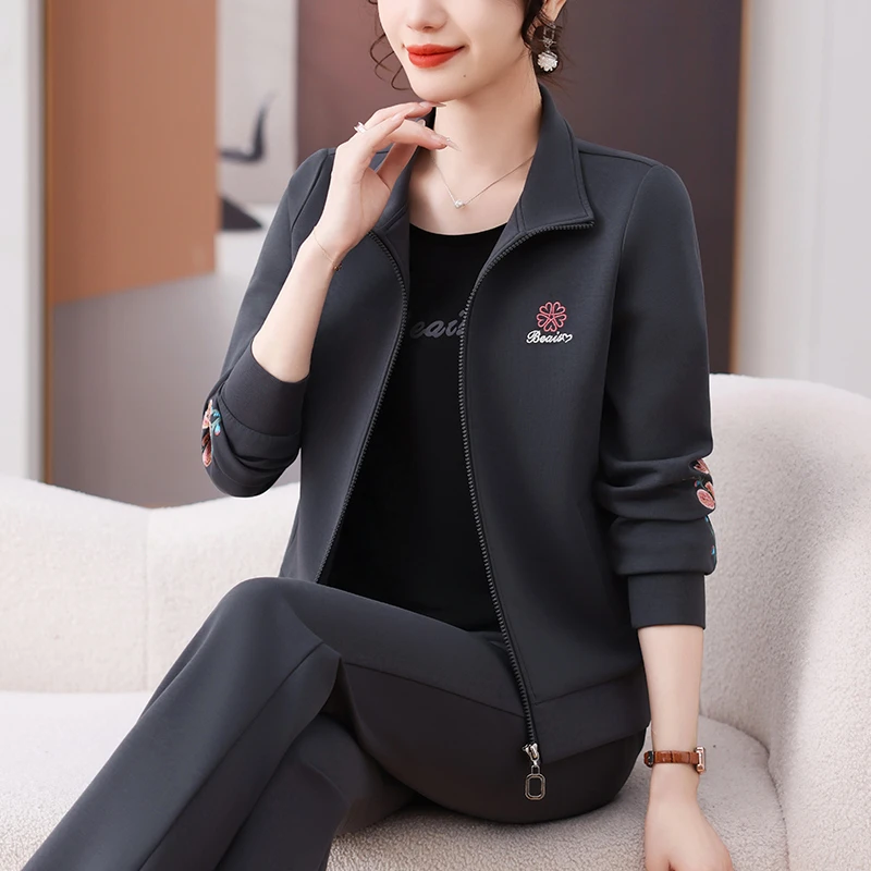 颜太太服饰运动套装女2025年新款春季洋气休闲外套大码时尚年轻L