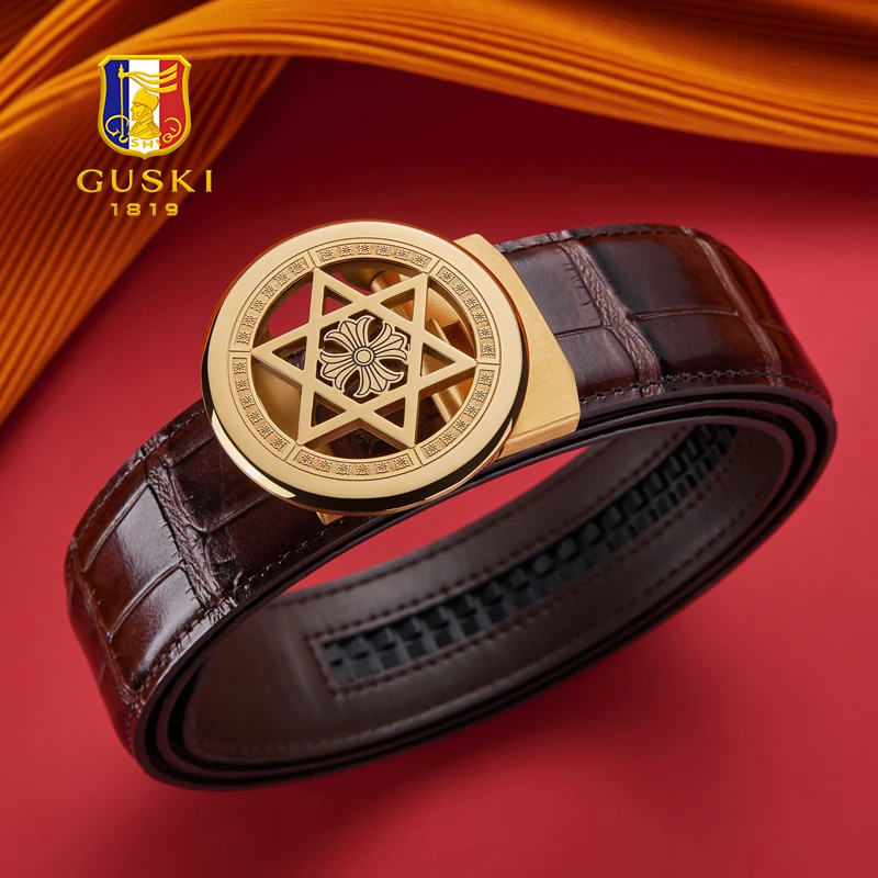 可刻字【生日礼物】古士旗皮带男款真皮腰带自动扣生日送男友实用