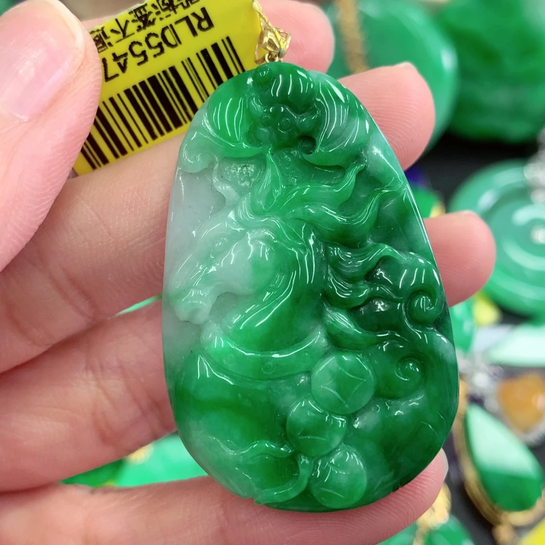 翡翠18K金镶嵌吊坠(不含链)