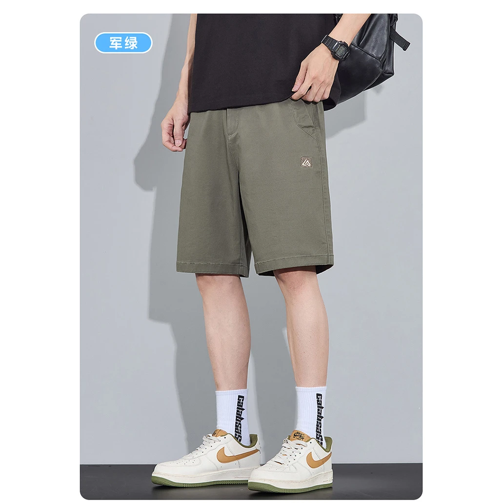 2025夏季新款拼接剪切时尚透气宽松男装五分裤