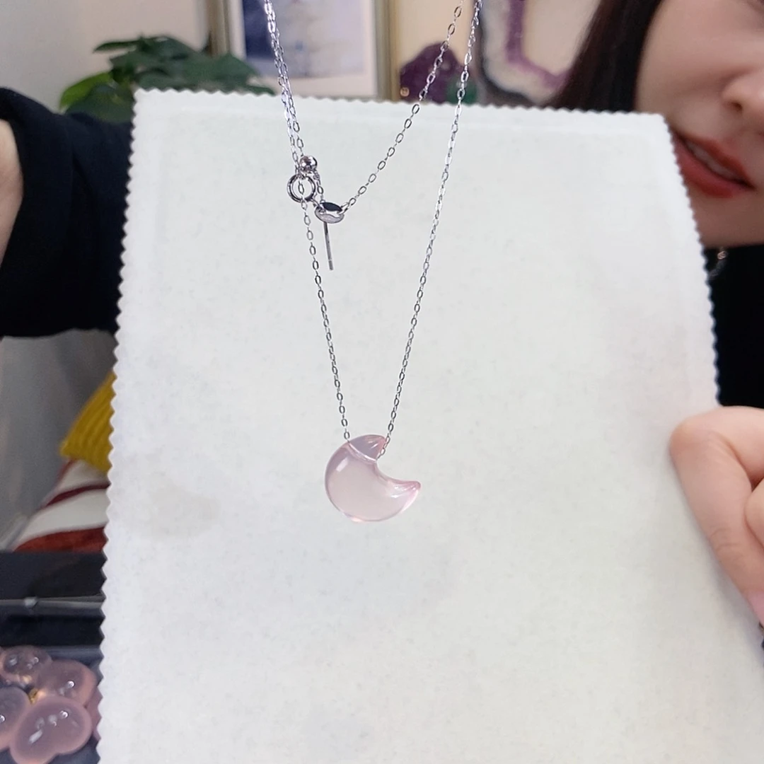银S925镶嵌颈饰芙蓉石星光粉月亮