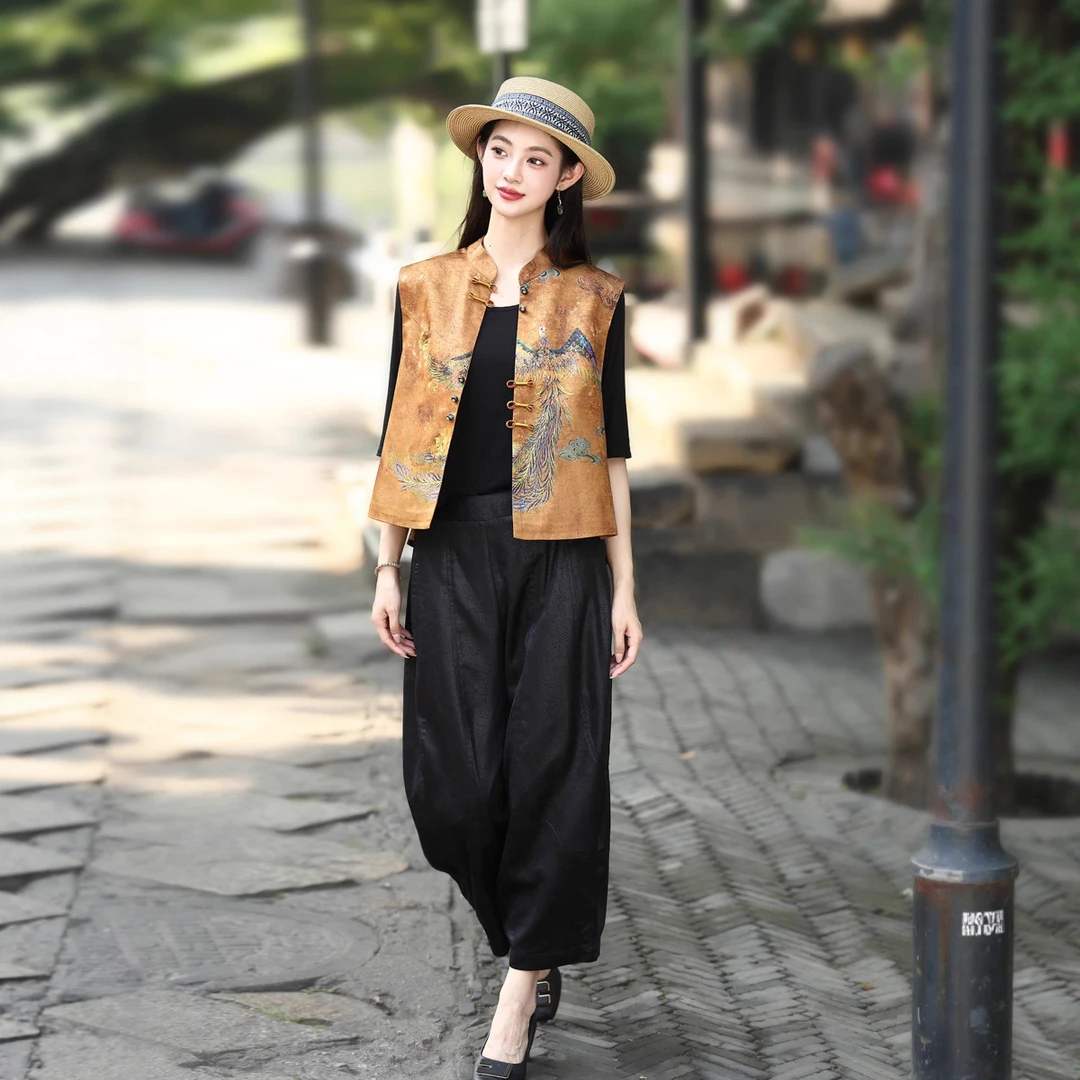 新中式提花盘扣上衣三件套改良旗袍早秋时尚现代舒适优雅通勤日常