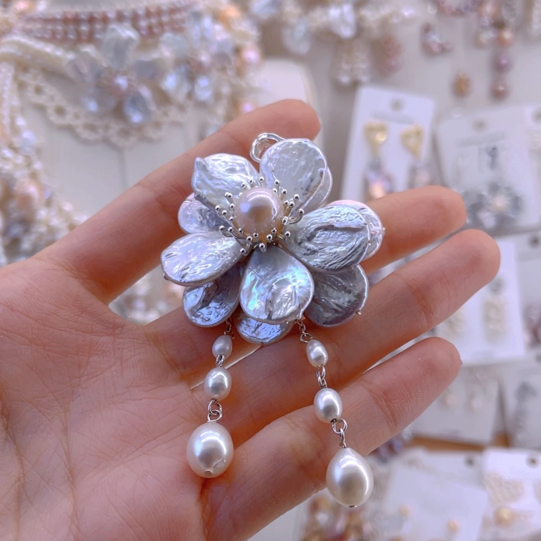 未镶嵌耳饰淡水珍珠吊坠