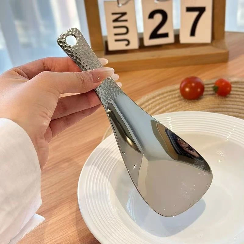 【拍2单优先发】德系锤纹不锈钢勺子超轻便携防粘家用勺子电煮锅勺