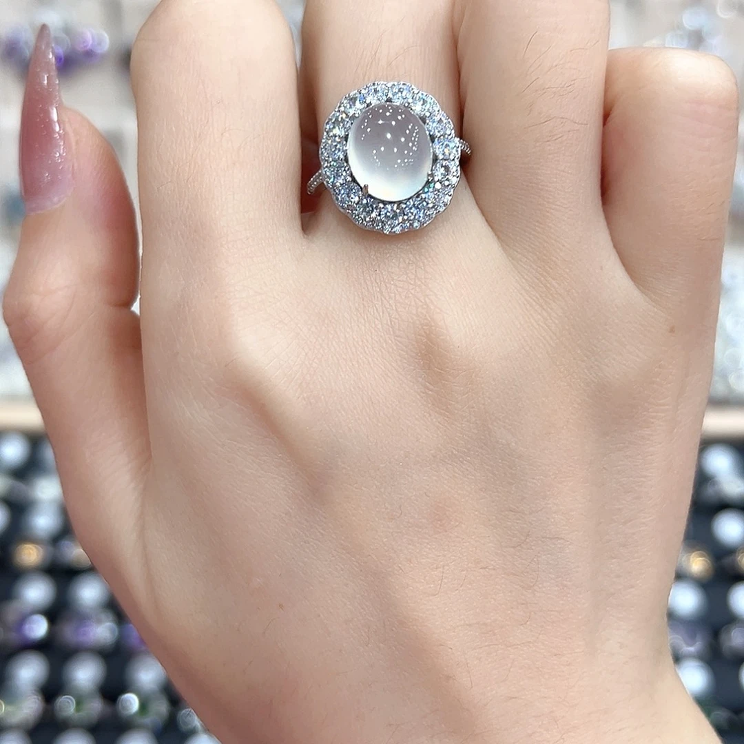 F***c蛇纹石玉银S925镶嵌戒指