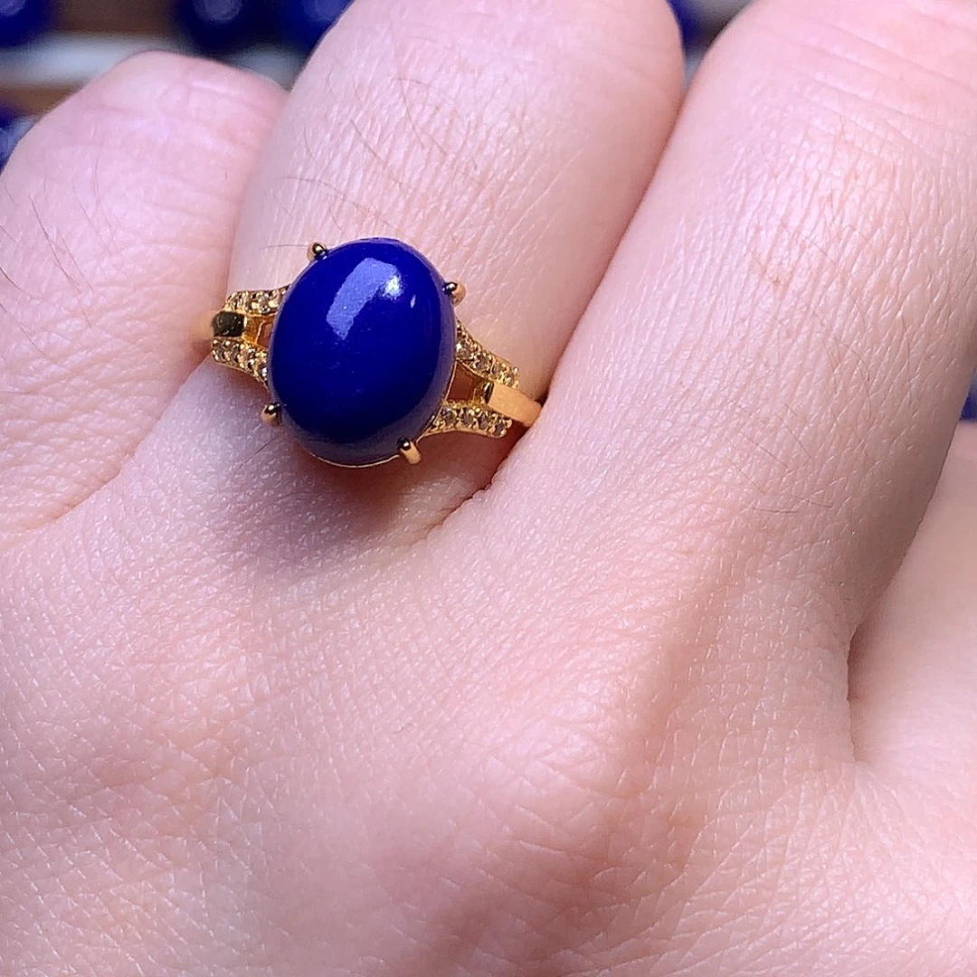 青金石银S925镶嵌戒指