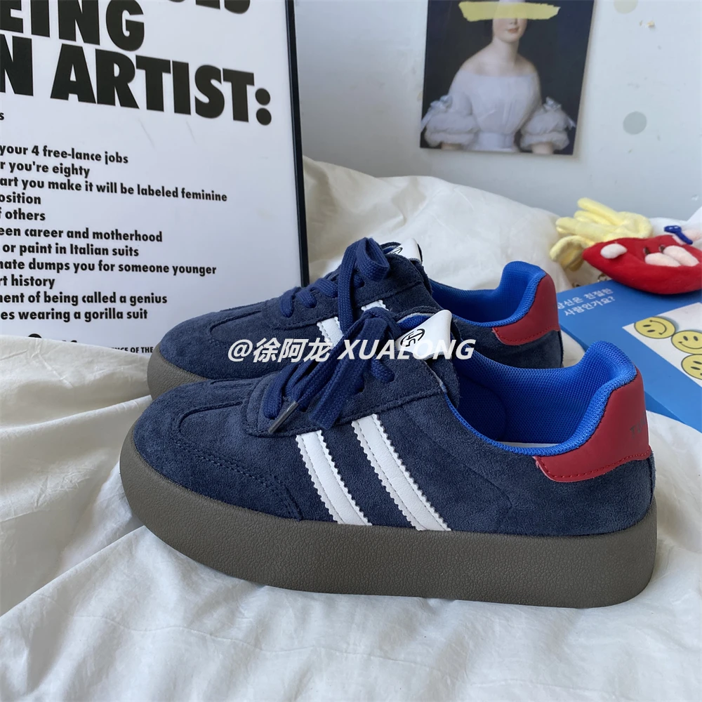 复古厚底德训鞋女2025秋新款爆款百搭增高板鞋小众休闲阿甘运动鞋