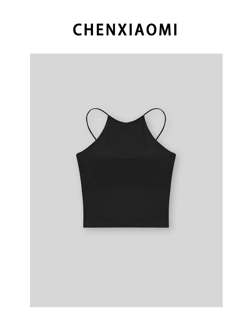 【蜜蜜家】欧美辣妹修身显瘦纯色纯欲带防震固定胸垫背心 WD/708