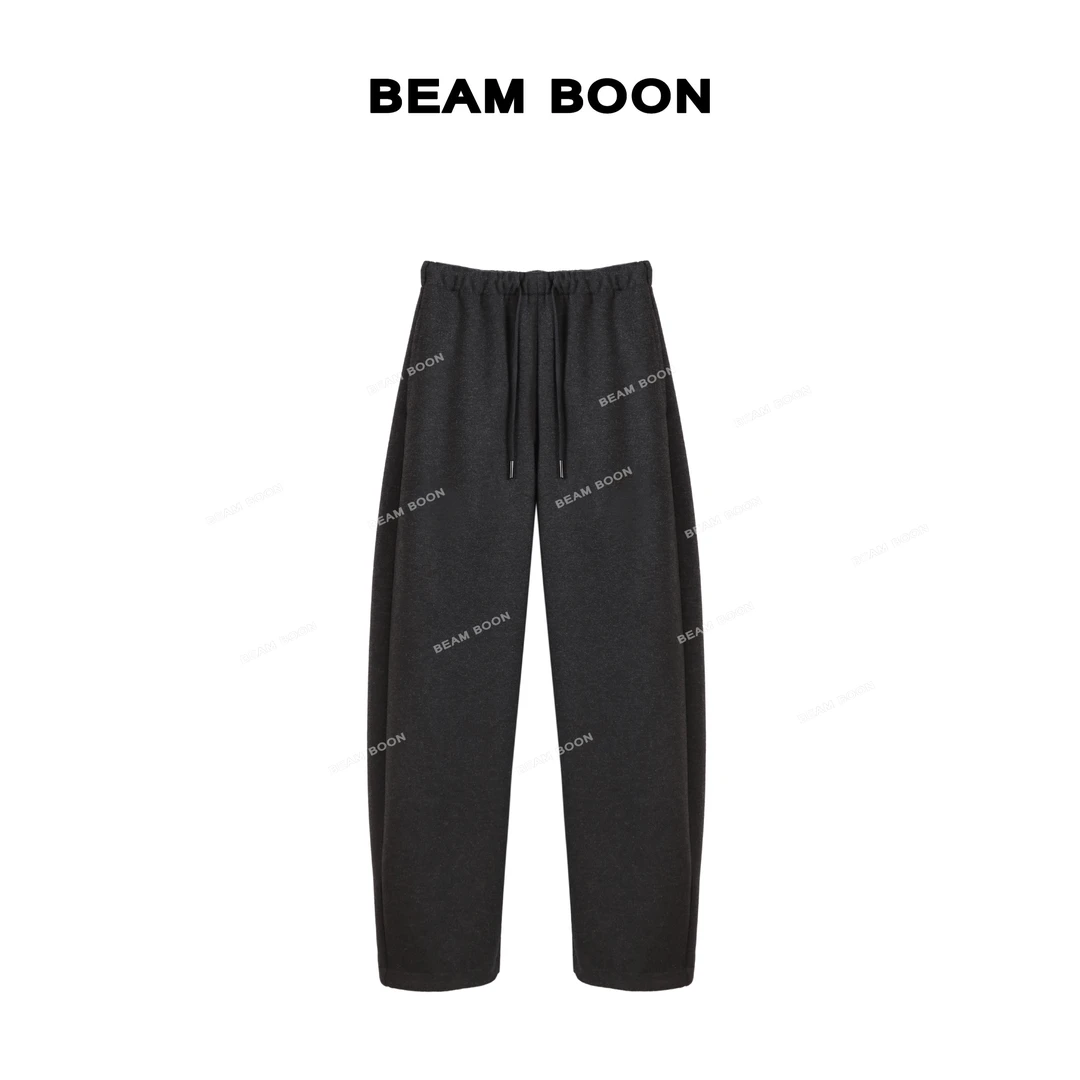 Beam Boon|【留洋休闲裤】高腰垂感羊毛混纺保暖显瘦镰刀宽松休闲裤