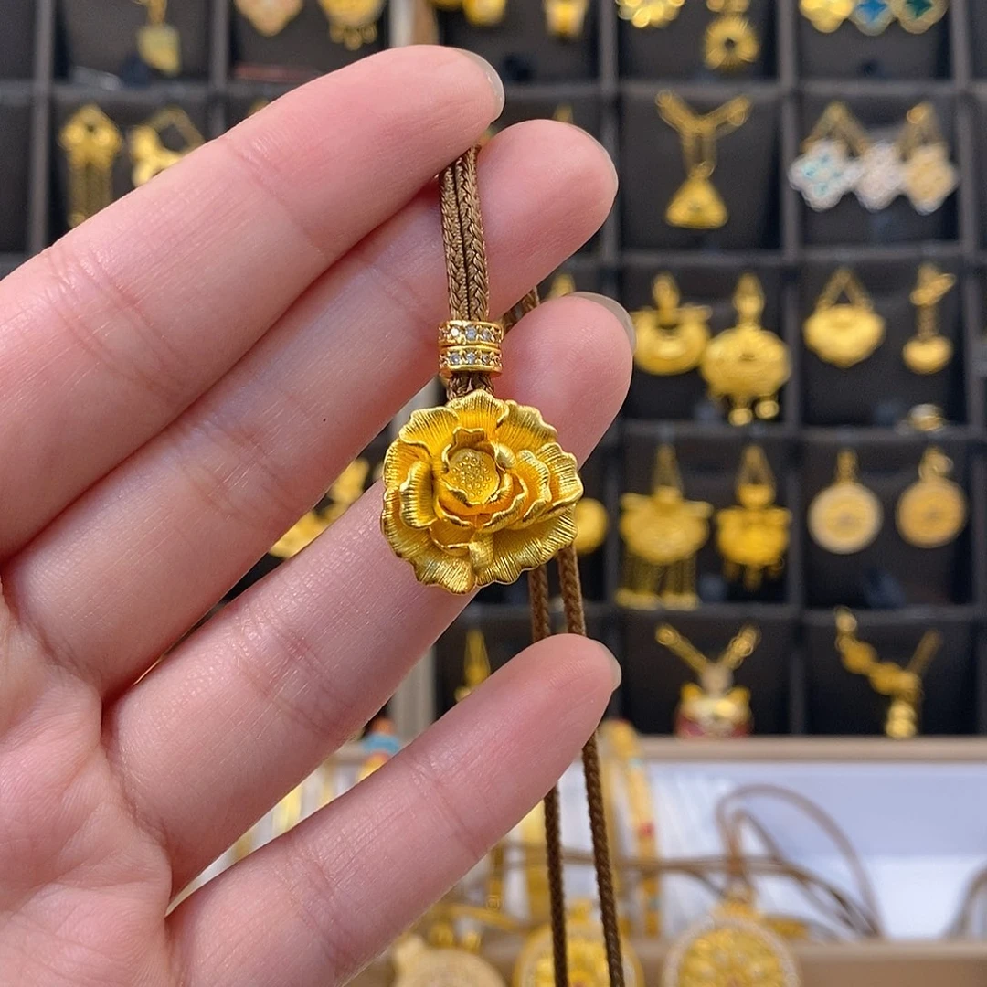 银无立体牡丹花吊坠