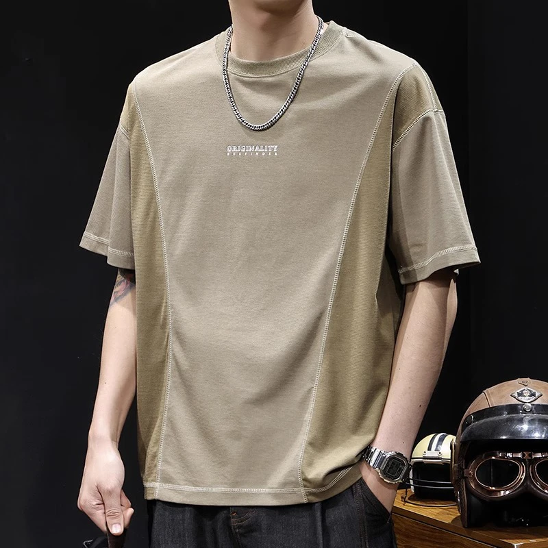 U&PURA天丝莱塞尔短袖t恤男潮牌夏季新款高端轻薄衣服拼色体恤