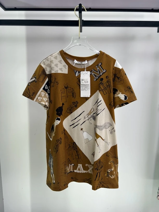 未使用 MaxMara 主线在售款棕色花纹半袖T恤【专属】