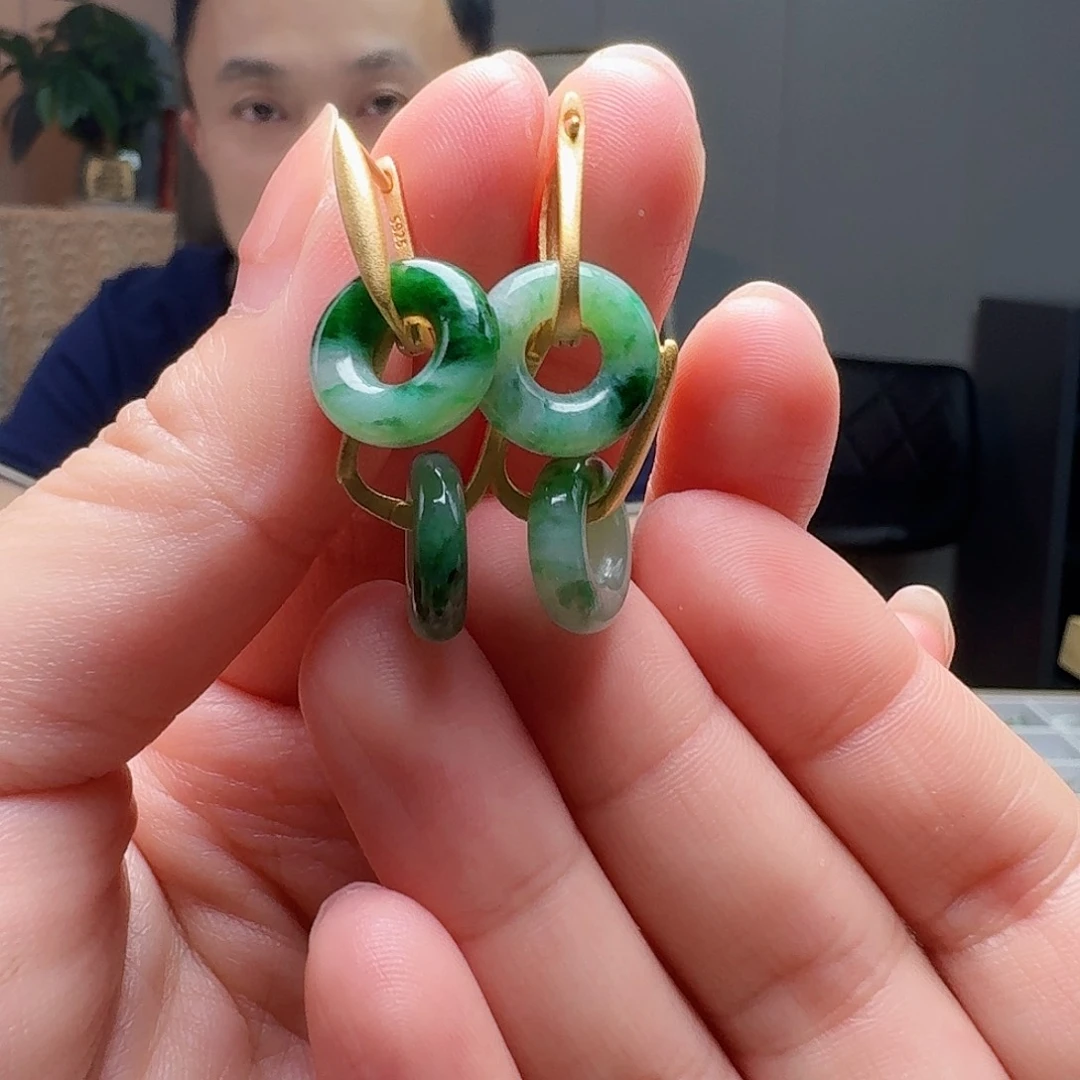 翡翠银S925镶嵌耳饰多样性发货其一