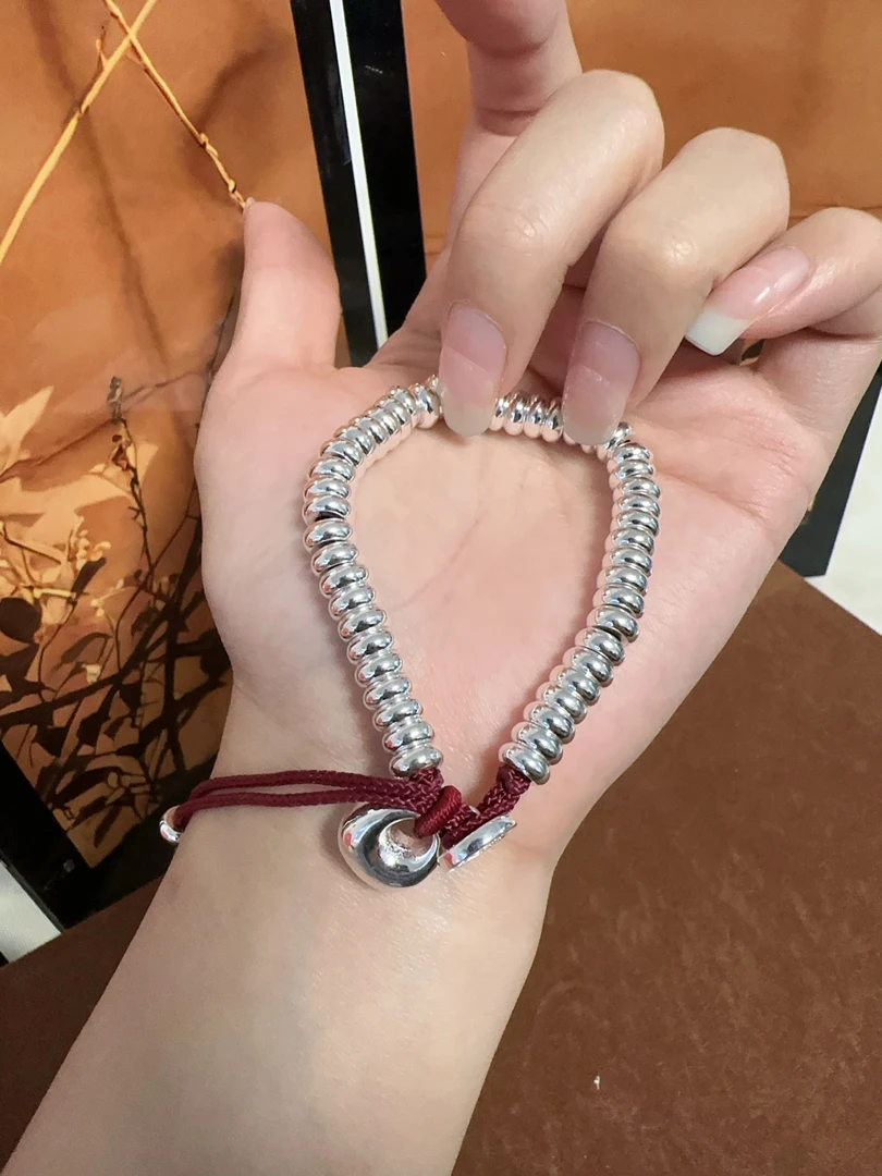 足银手链 D39红色吉言盘缠手串