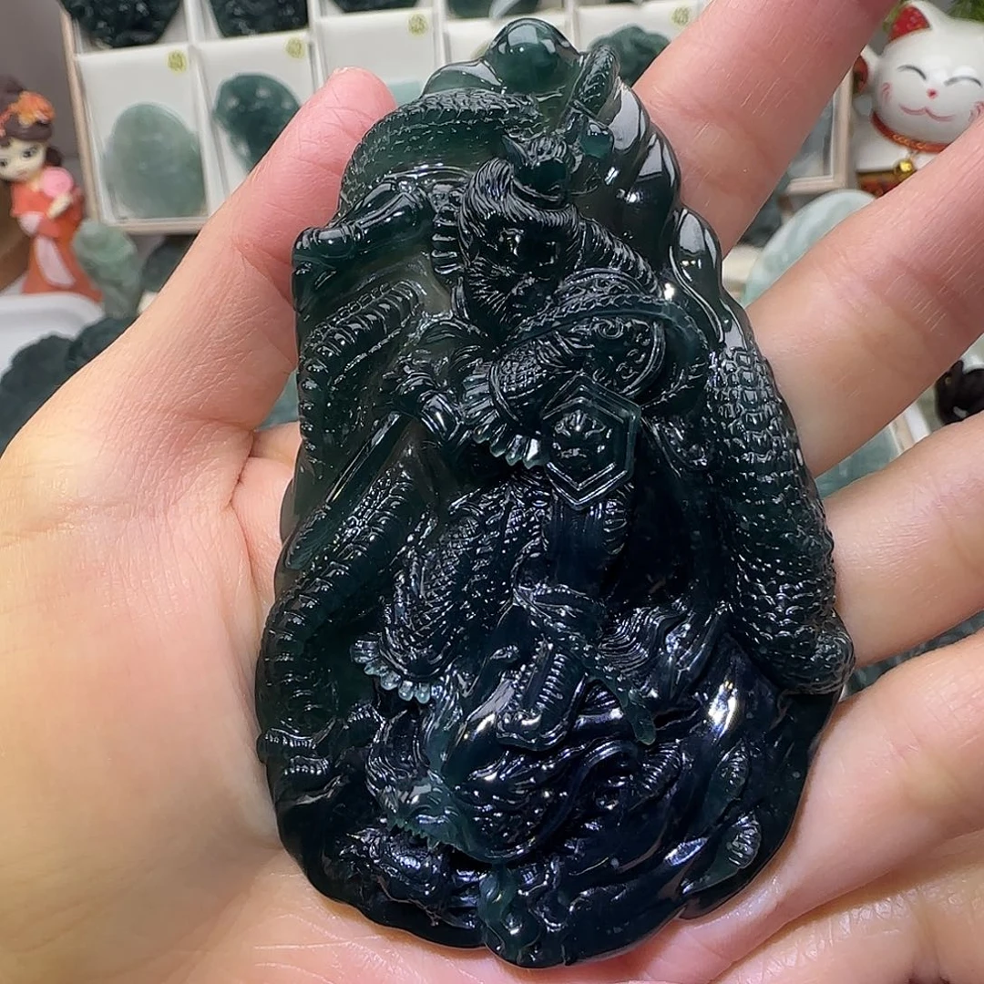 用***8定制翡翠未镶嵌大威天龙翡翠定制