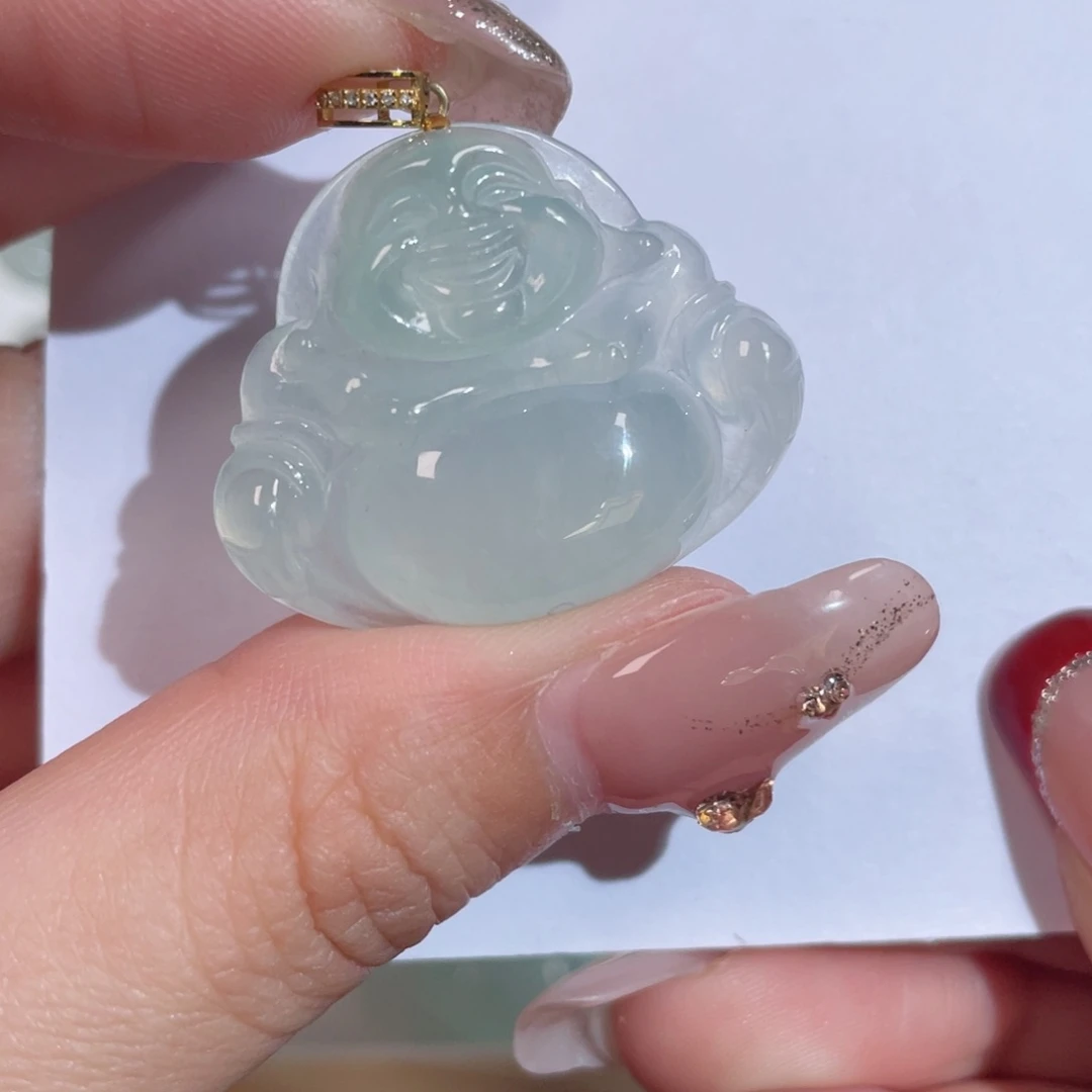 翡翠颈饰18K金镶嵌佛公