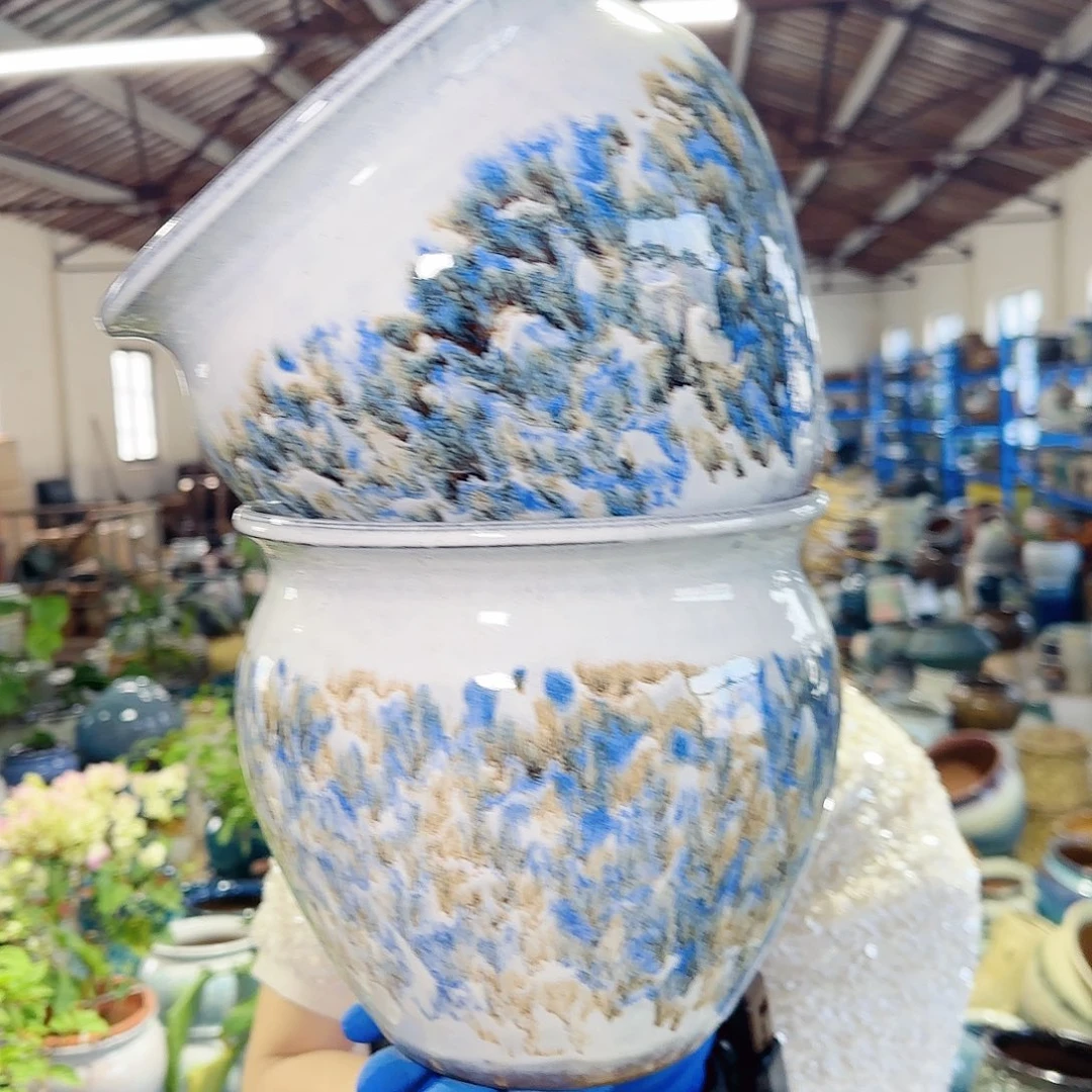 紫砂花盆高19口20