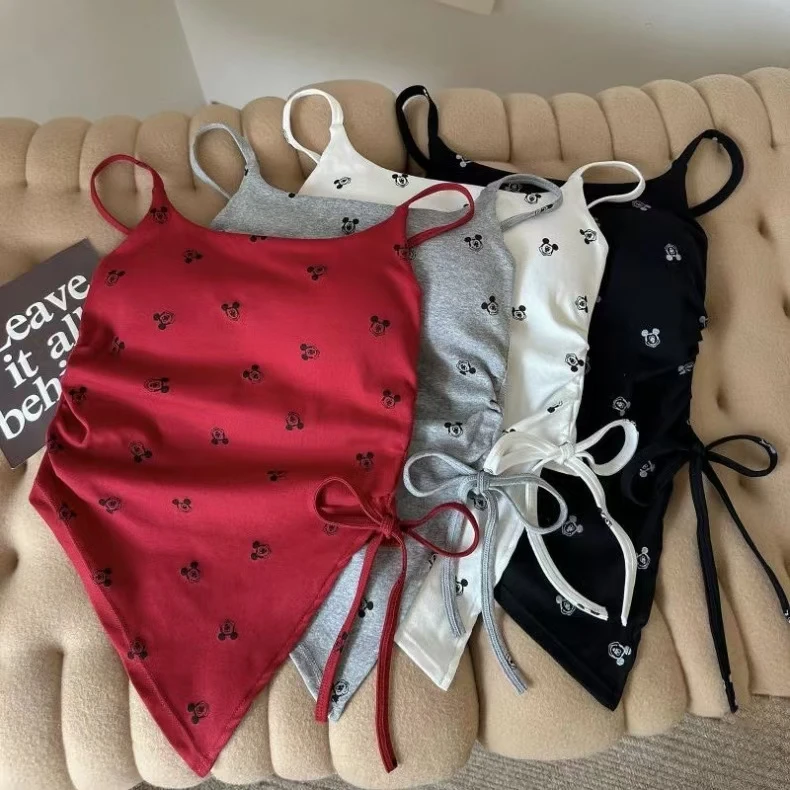 纯欲性感修身印花外穿吊带自带杯垫新款辣妹修身内时尚搭美背百搭