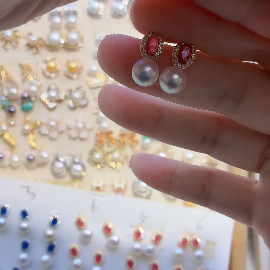 淡水珍珠合金耳饰