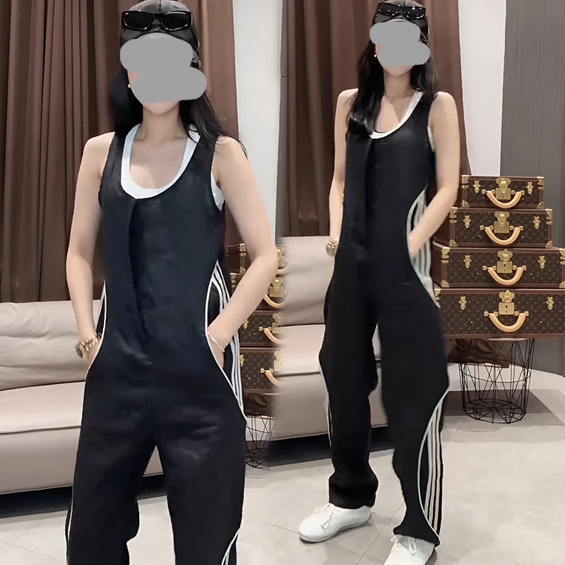 2025夏季新款高级感简约休闲时髦洋气无袖长裤修身遮肉女士连体裤