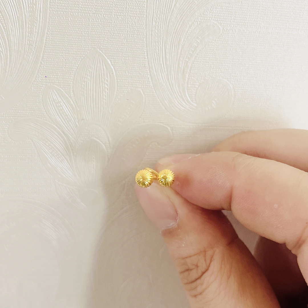 足金999西瓜珠耳钉弯钩
