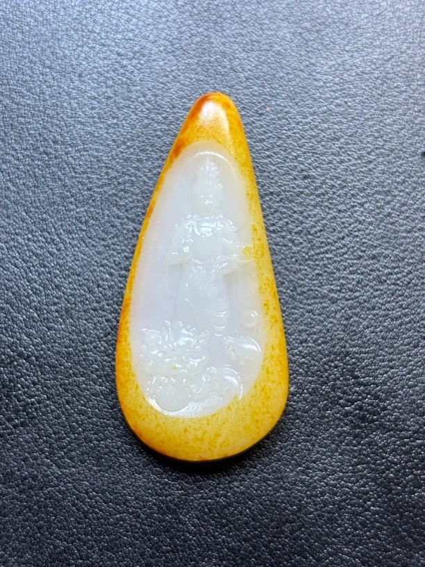 和田玉观音吊坠项链