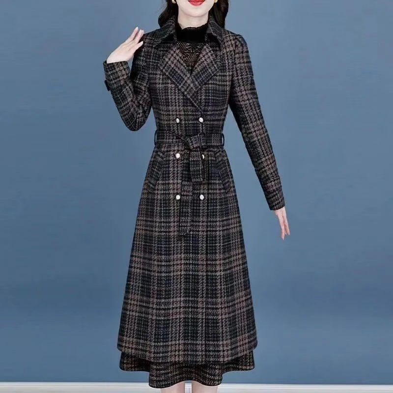 大货国风连衣裙套装女2025春秋高端时尚小个子妈妈打底裙两件套