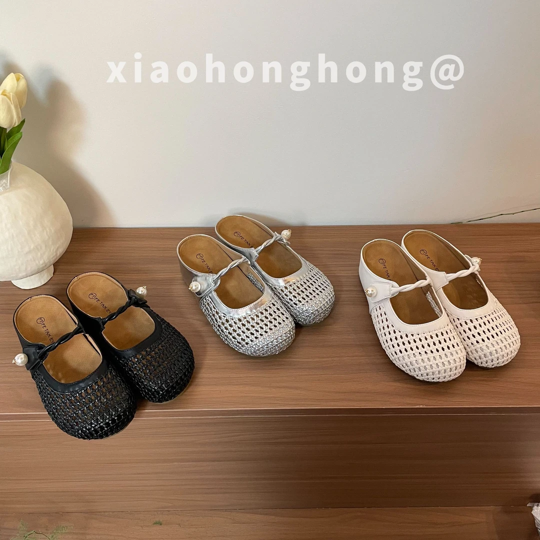 【小红红】镂空透气编织包头半拖鞋女内增高5CM玛丽珍凉拖夏季舒适