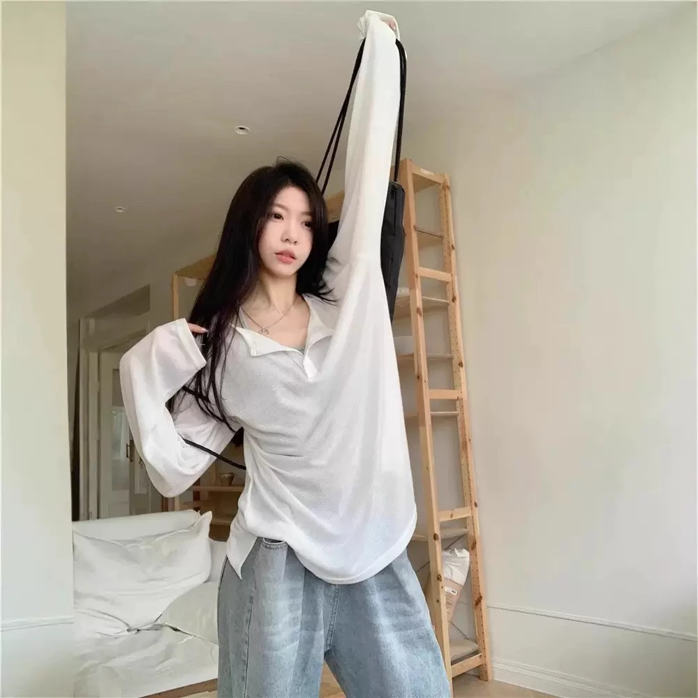 （老九专属）套头防晒衣T恤春夏季新款宽松显瘦长袖薄款减龄上衣潮