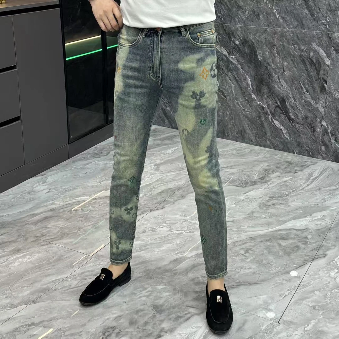 77081-夏季欧货修身百搭小脚牛仔裤小脚裤裤子男士牛仔裤