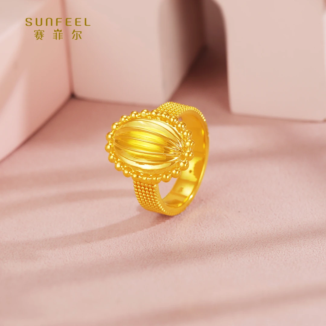 SUNFEEL/赛菲尔【授权店】足金5D时尚艺术椭圆指圈5DJ00267