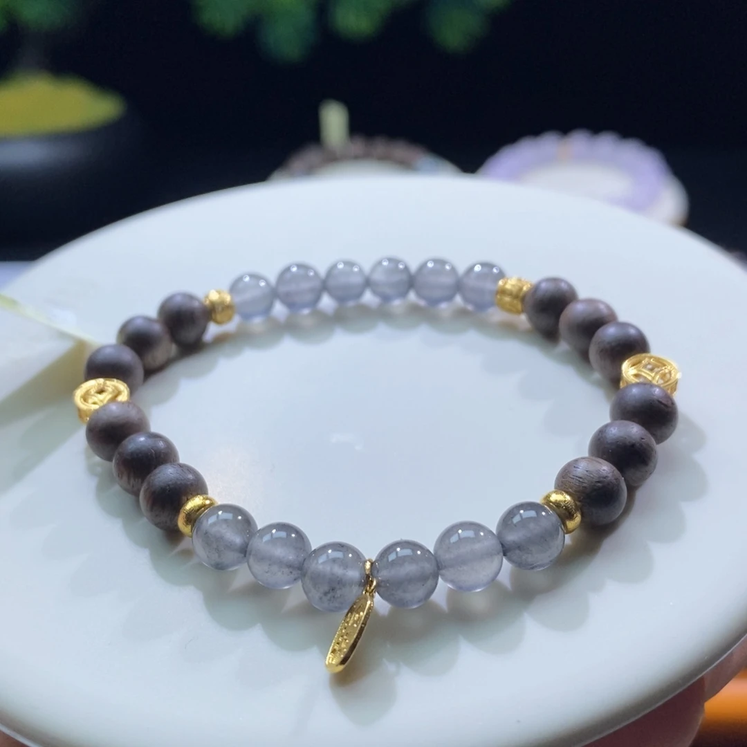 颈饰未镶嵌翡翠翡翠18k金黑杠小珠手串6+mm