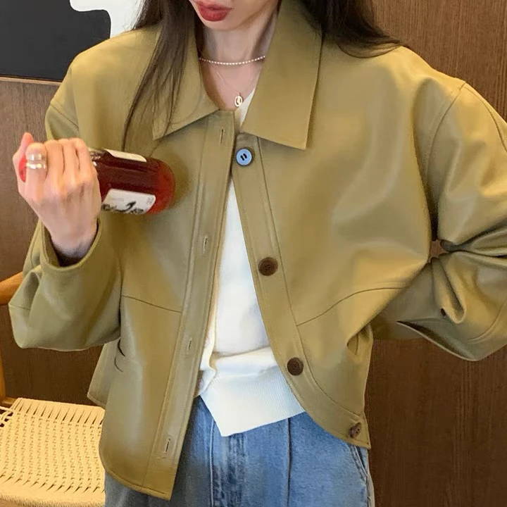 无印心匠P23338 纯色+简约感 时尚&百搭 机车皮衣外套k1123