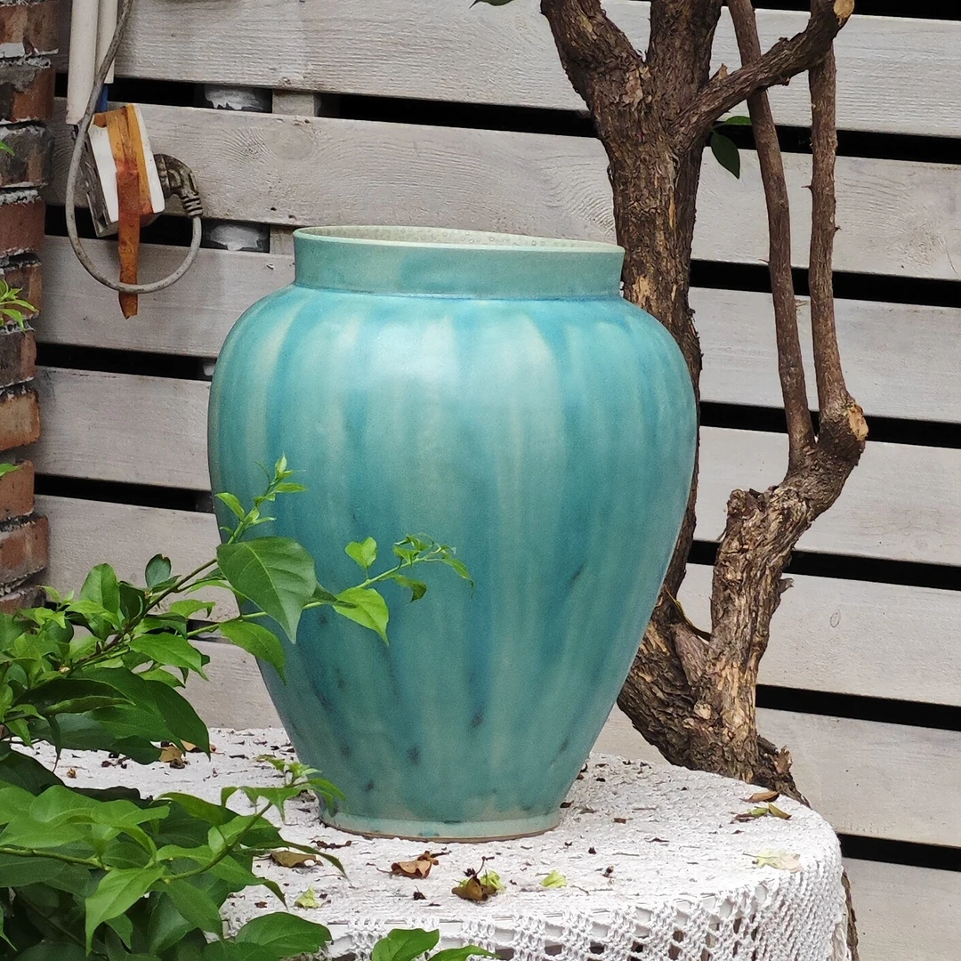 【窑变系列】高温窑变天青色陶瓷盆大花盆，有色差杂色，大号陶瓷花盆