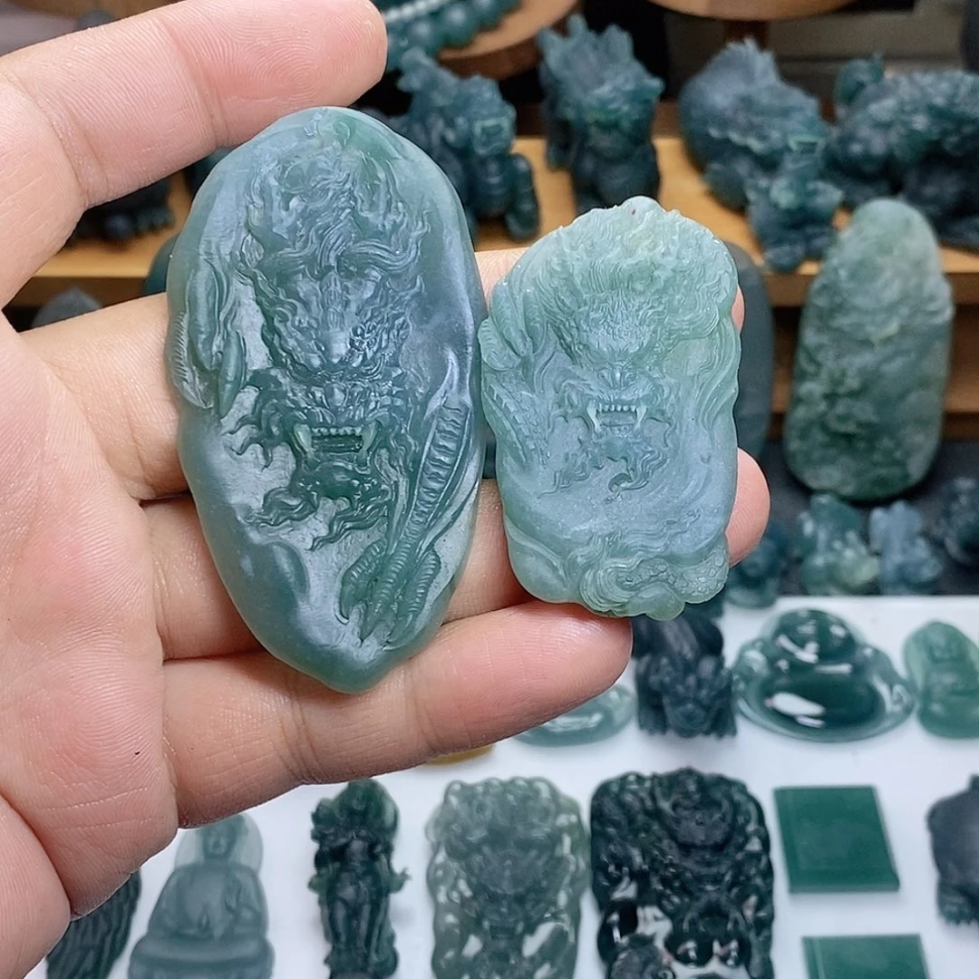 设***程定制翡翠未镶嵌龙牌