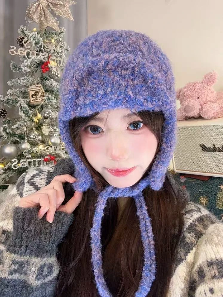 多巴胺雷锋帽|韩版保暖防护女帽ins同款显脸小氛围感针织帽秋冬款