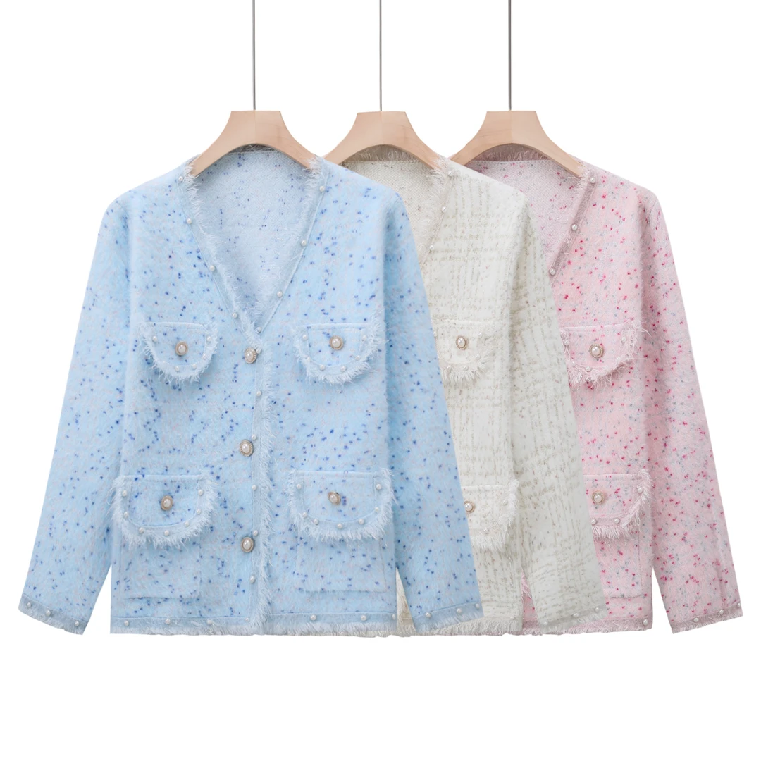 新款韩版显瘦气质长袖针织开衫上衣外套流苏小香风女外套精致妈妈