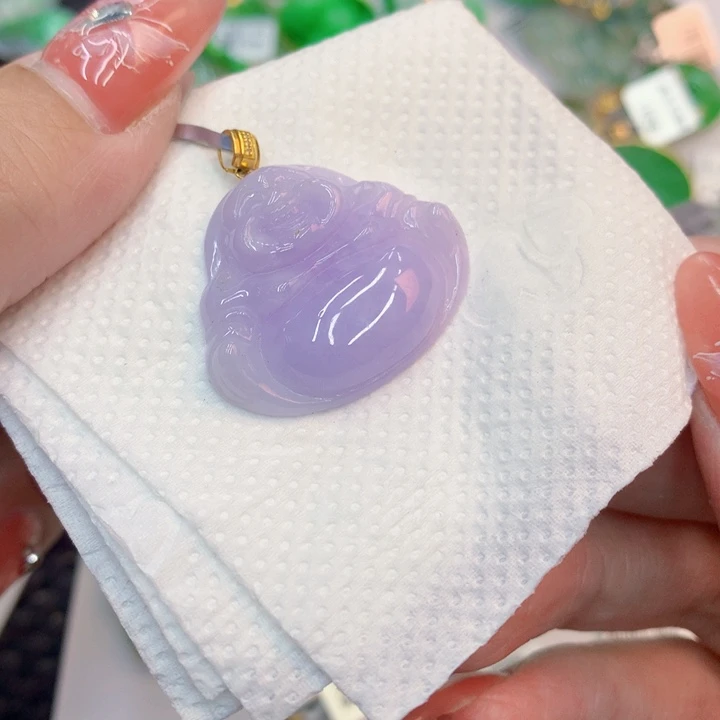 颈饰18K金镶嵌翡翠天然翡翠