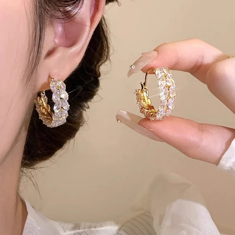 铜合金耳饰 B小众麦穗设计风精致耳环女气质百搭耳扣优雅耳饰E694