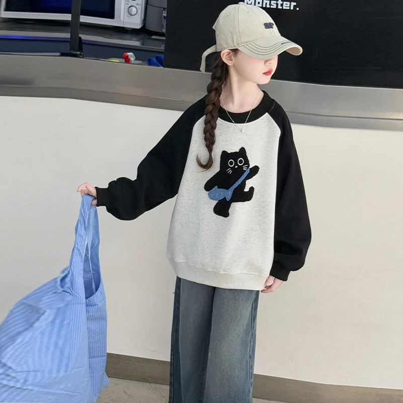 女童卫衣套装春秋款2025新款女孩大童洋气长袖上衣儿童装春装衣服
